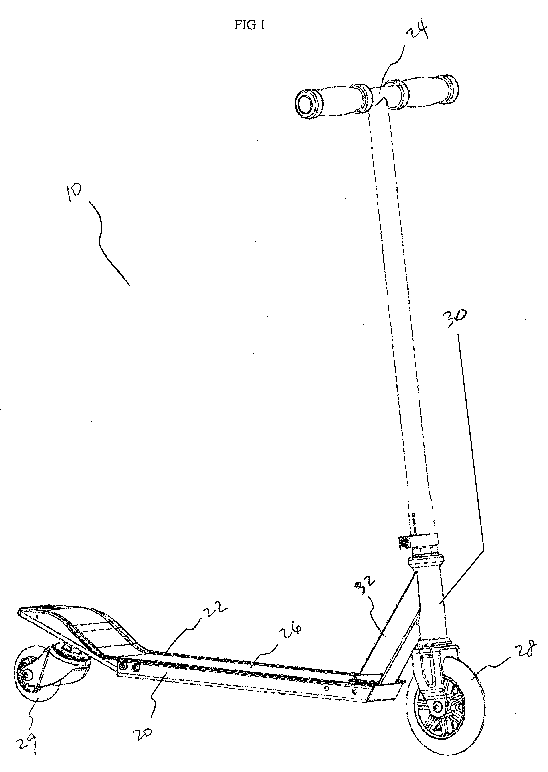 Scooter with rear swivel wheel