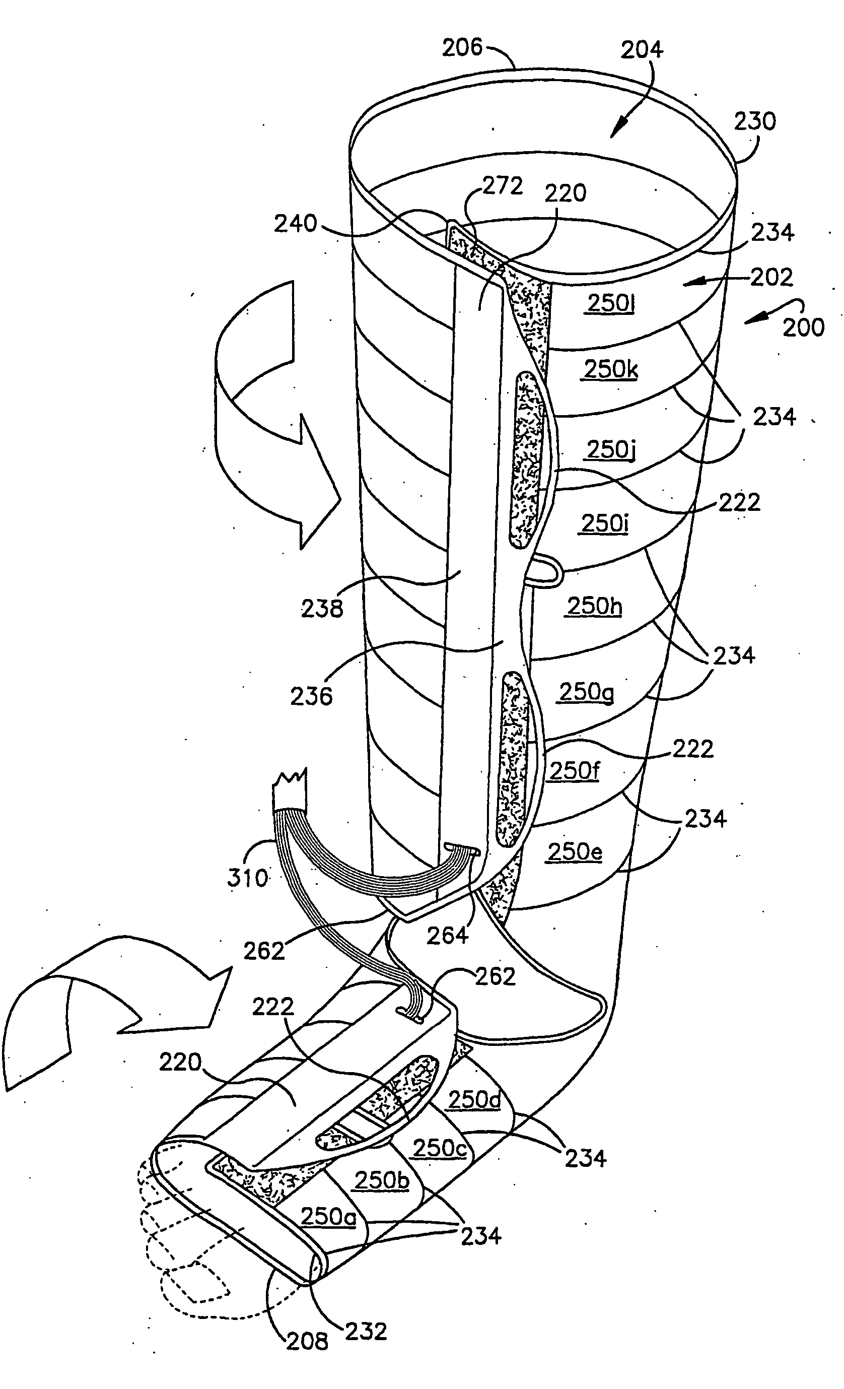 Inflatable massage garment