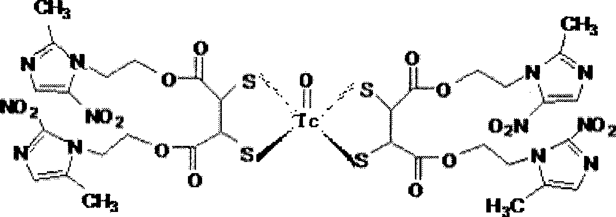 &lt;99m&gt;tc marked dimercapto succinate metronidazole esters complex and preparation method and use