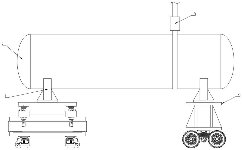 Bearing turntable for steering of large pressure vessel