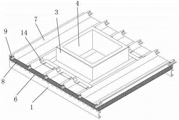 Floating out-roof hole component for metal roof plate and mounting method of component