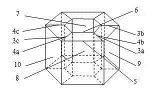 Hexagonal prismatic light wave band hidden device constructed by utilizing anisotropic medium