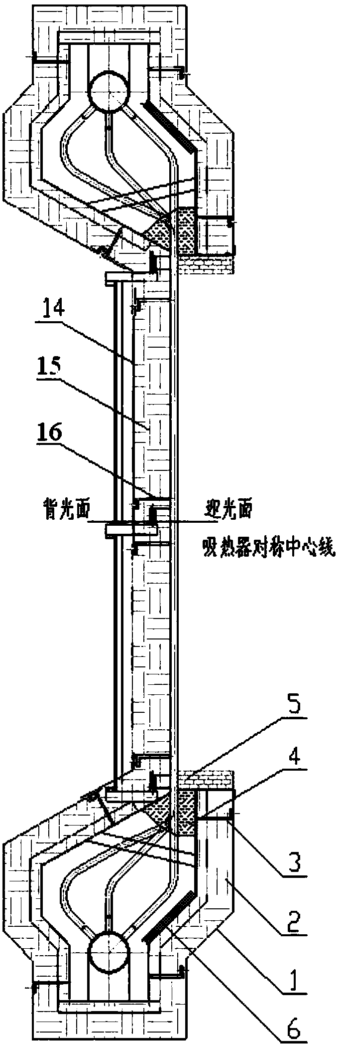 Tower type solar fused salt heat absorber heat preservation structure