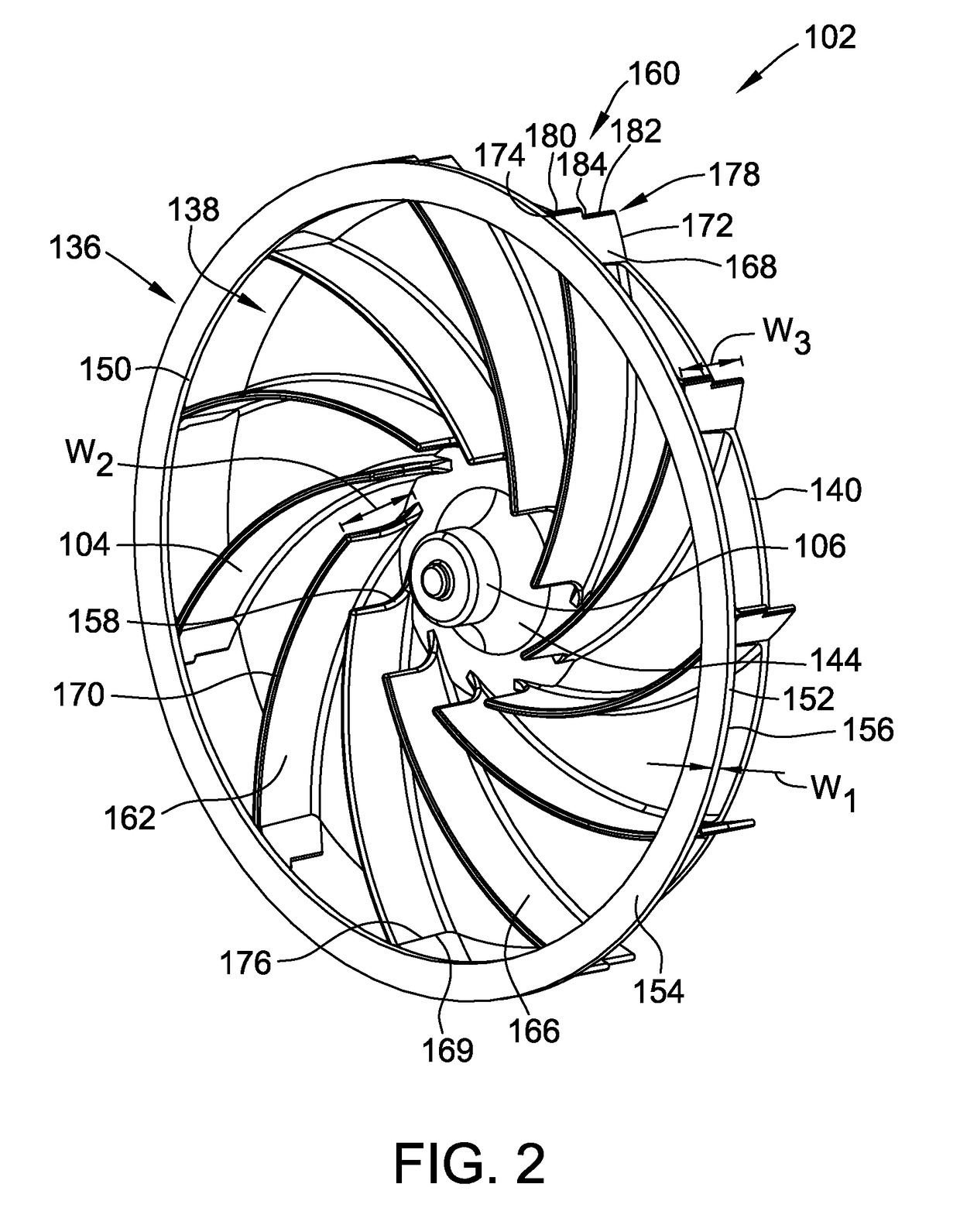 Blower assembly including a noise attenuating impeller and method for assembling the same