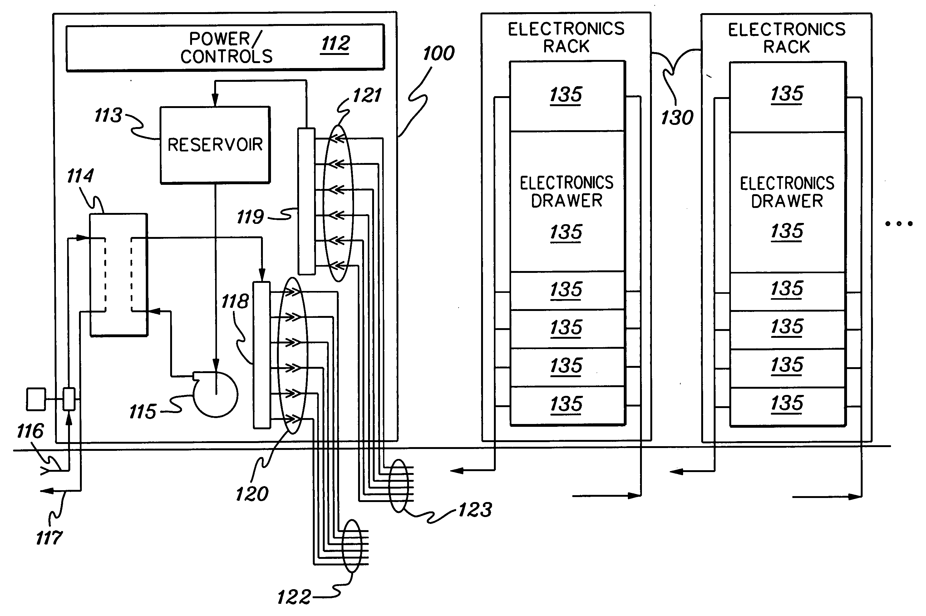 Cooling apparatus and method for an electronics module employing an integrated heat exchange assembly