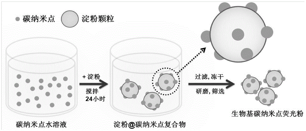 A kind of bio-based carbon nano-dot fluorescent powder and its preparation method and application