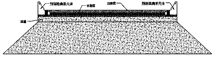 Structure of prefabricated road shoulder and construction method thereof