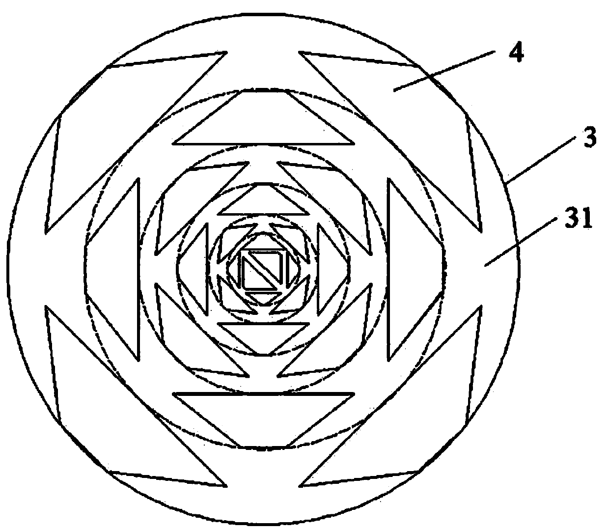 Rock-breaking plowshare and rock-breaking device using the plowshare