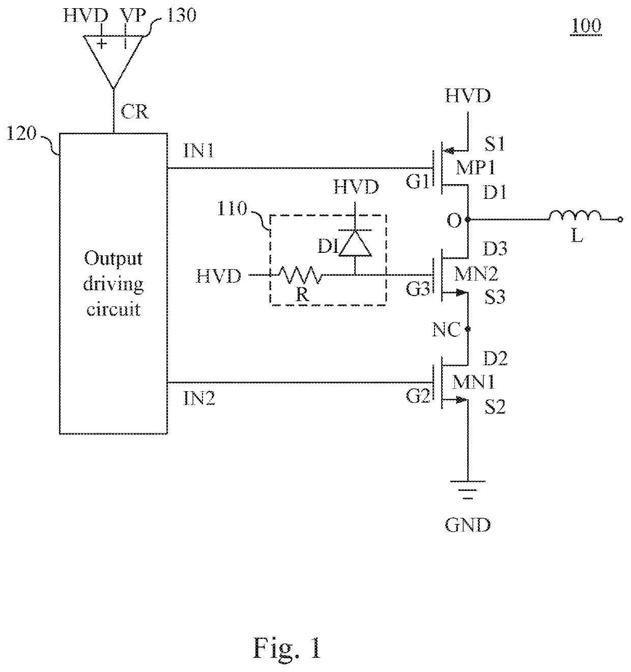 Output circuit having voltage-withstanding mechanism