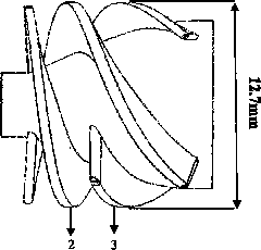 Front diversing flow rotor structure with tapping splitter blades for artificial heart blood pump