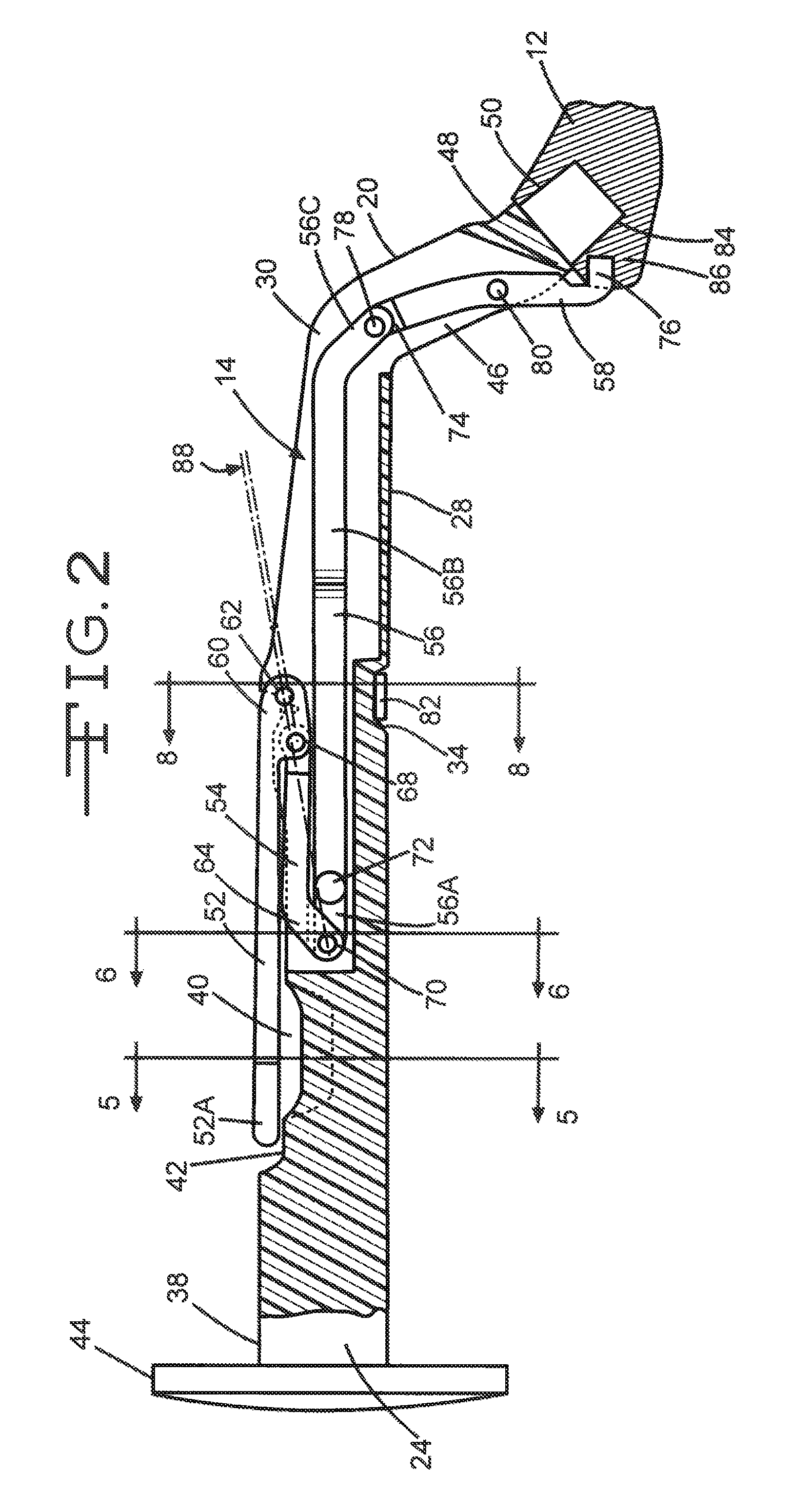 Double offset surgical tool handle assembly to provide greater offset from the coronal plane