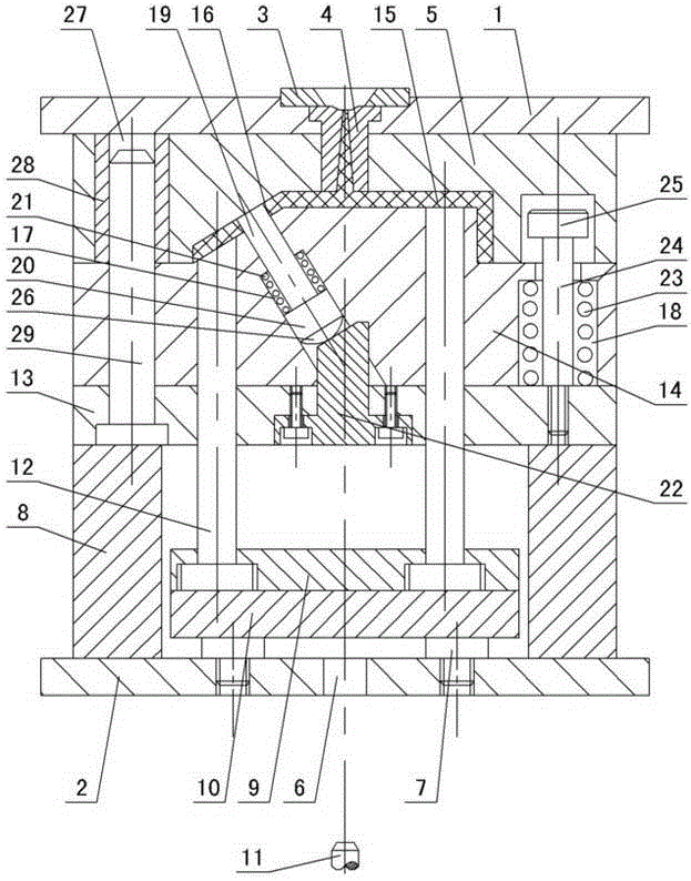 Inclined core-pulling mechanism of injection mould spring sliding block