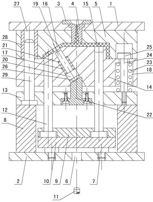 Inclined core-pulling mechanism of injection mould spring sliding block