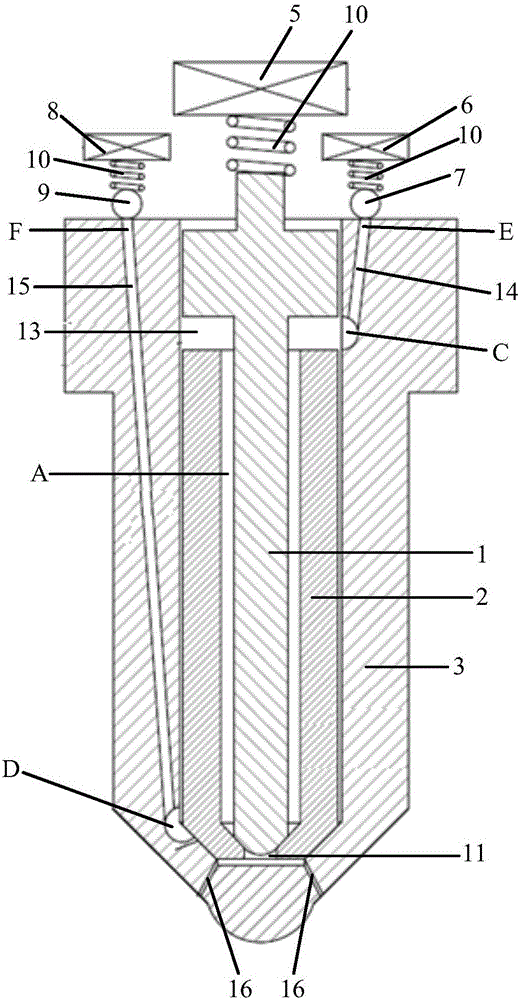 Close-range collision type double-fuel engine nozzle component