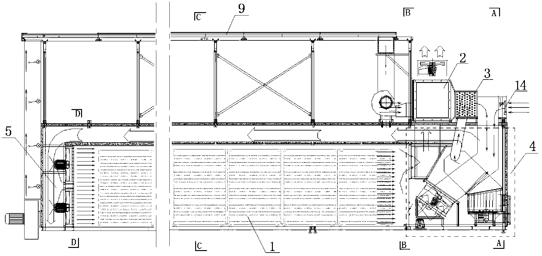 Composite dryer capable of recycling flue waste heat