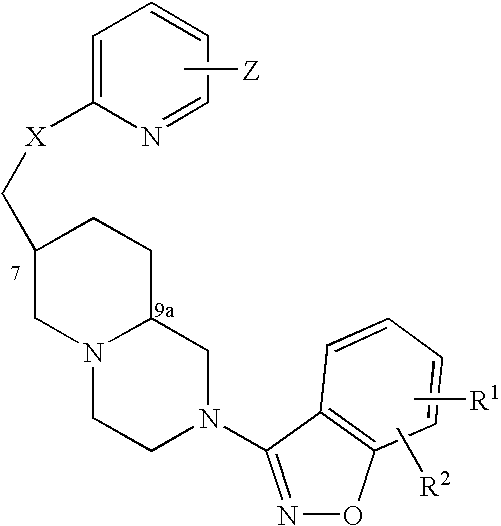 Methods of Treating Mood Disorders Using Pyridyloxymethyl and Benzisoxazole Azabicyclic Derivatives