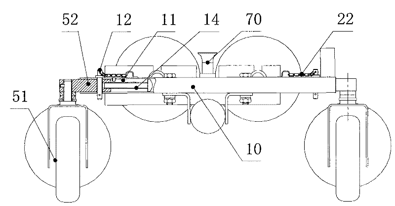 Double-rail travelling wheel carriage and railway lighting lamp