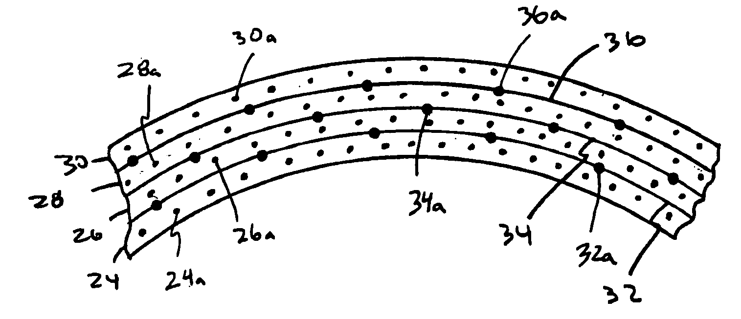 Golf club shaft having multiple metal fiber layers