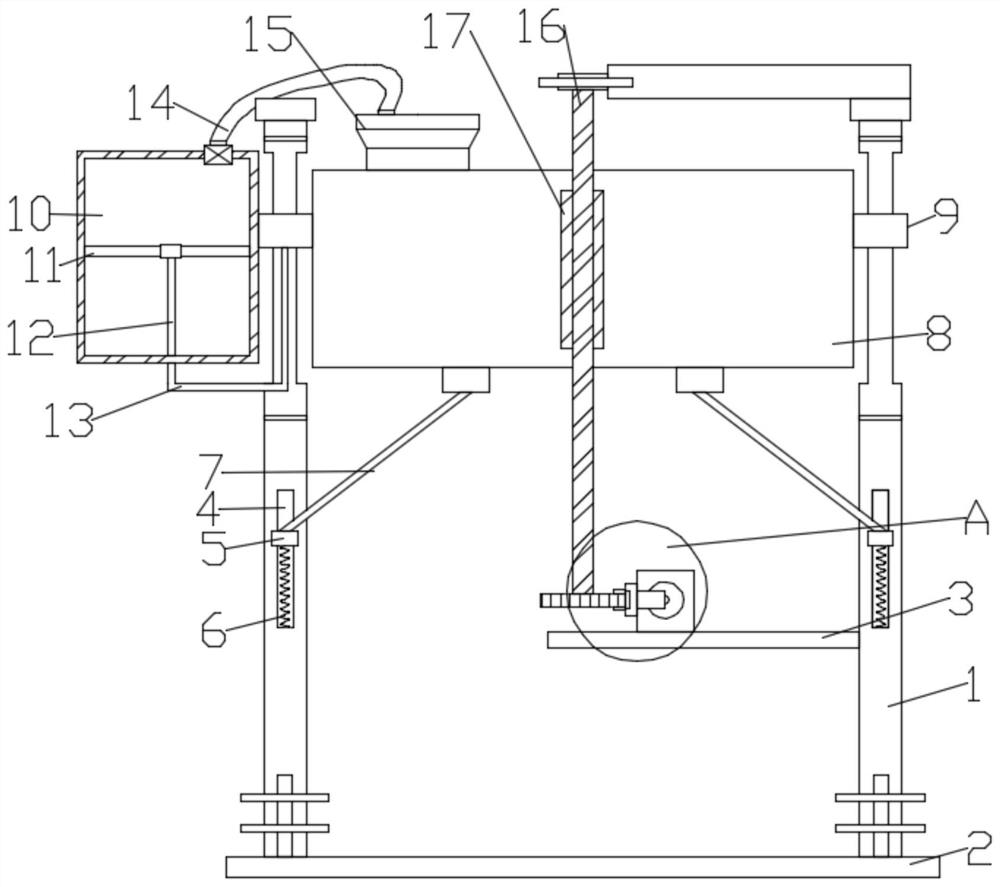 Lifting raw material stirring device for concrete production