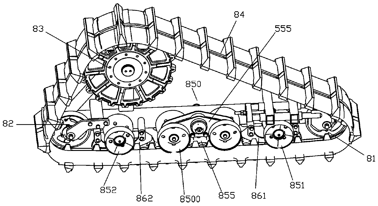 Continuous track traveling wheel system of tractor and chassis assembly thereof