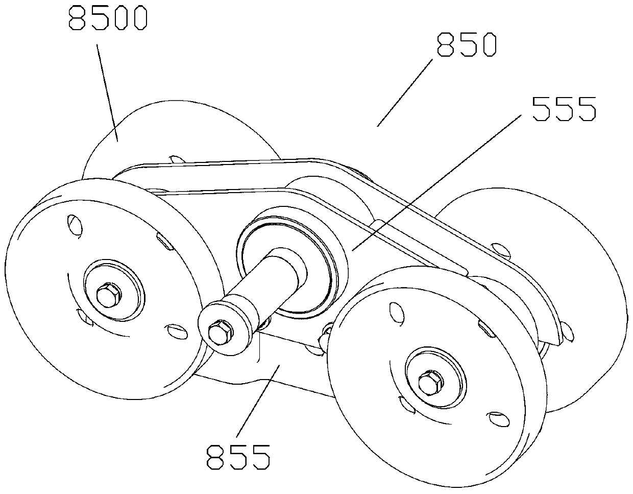 Continuous track traveling wheel system of tractor and chassis assembly thereof