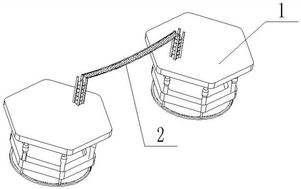 Offshore floating island, offshore floating island group and offshore floating island construction method