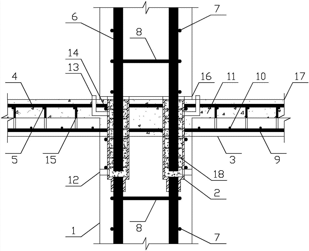 Fabricated prefabricated shear wall and laminated slab node