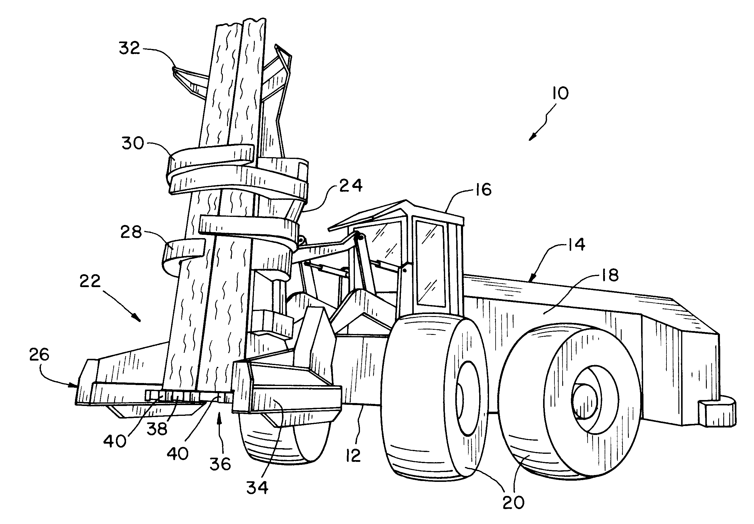 Tree counter for a saw head in a tree feller