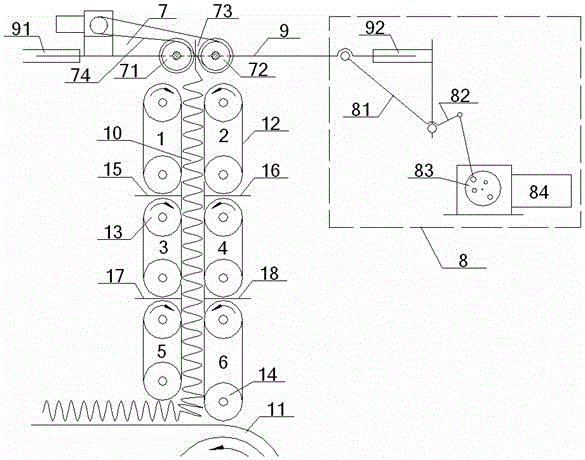 A vertical web laying device with adjustable density of upright cotton