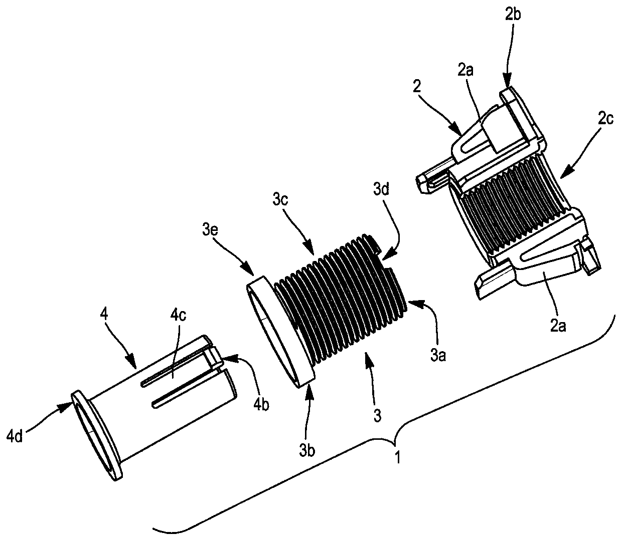 Separating device which can be arranged between two mountings