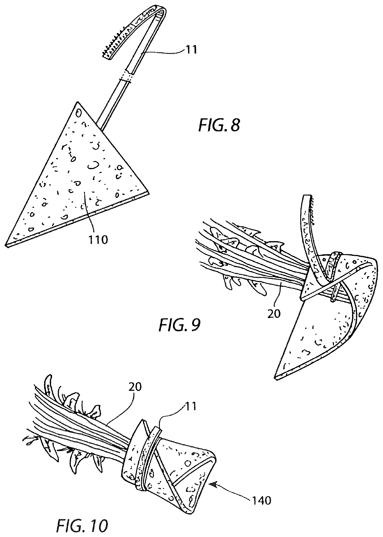 Triangular shaped flower stem wrap with outer plastic cover