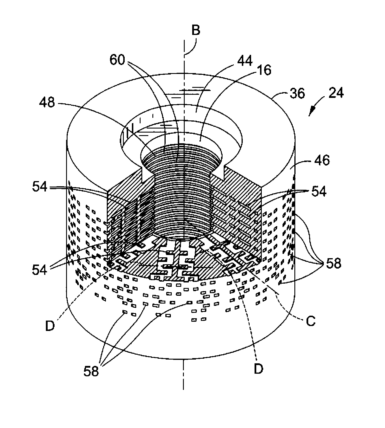 Direct metal laser sintered flow control element