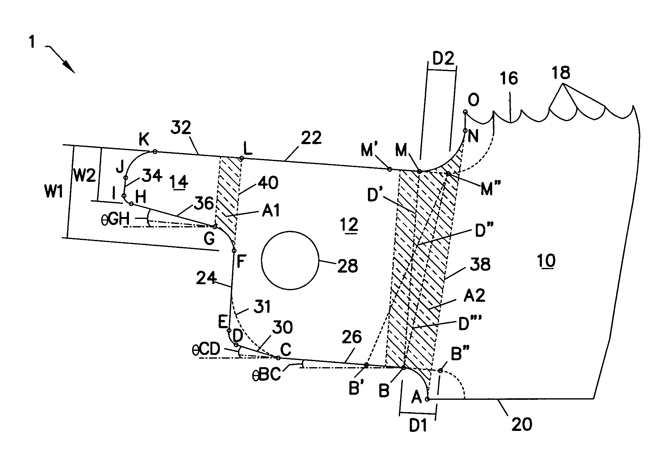 Reciprocating saw blade with tapered tang stem