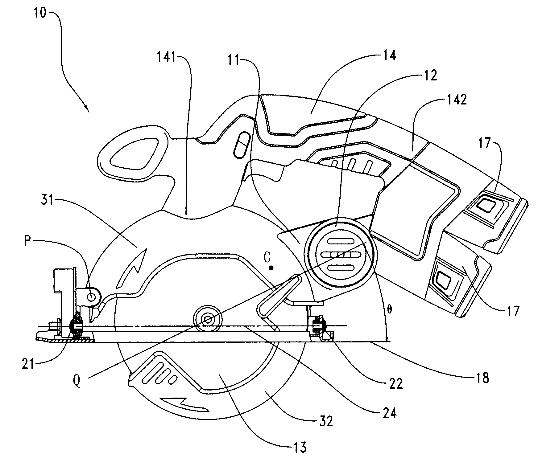 Circular saw having a direct current power supply