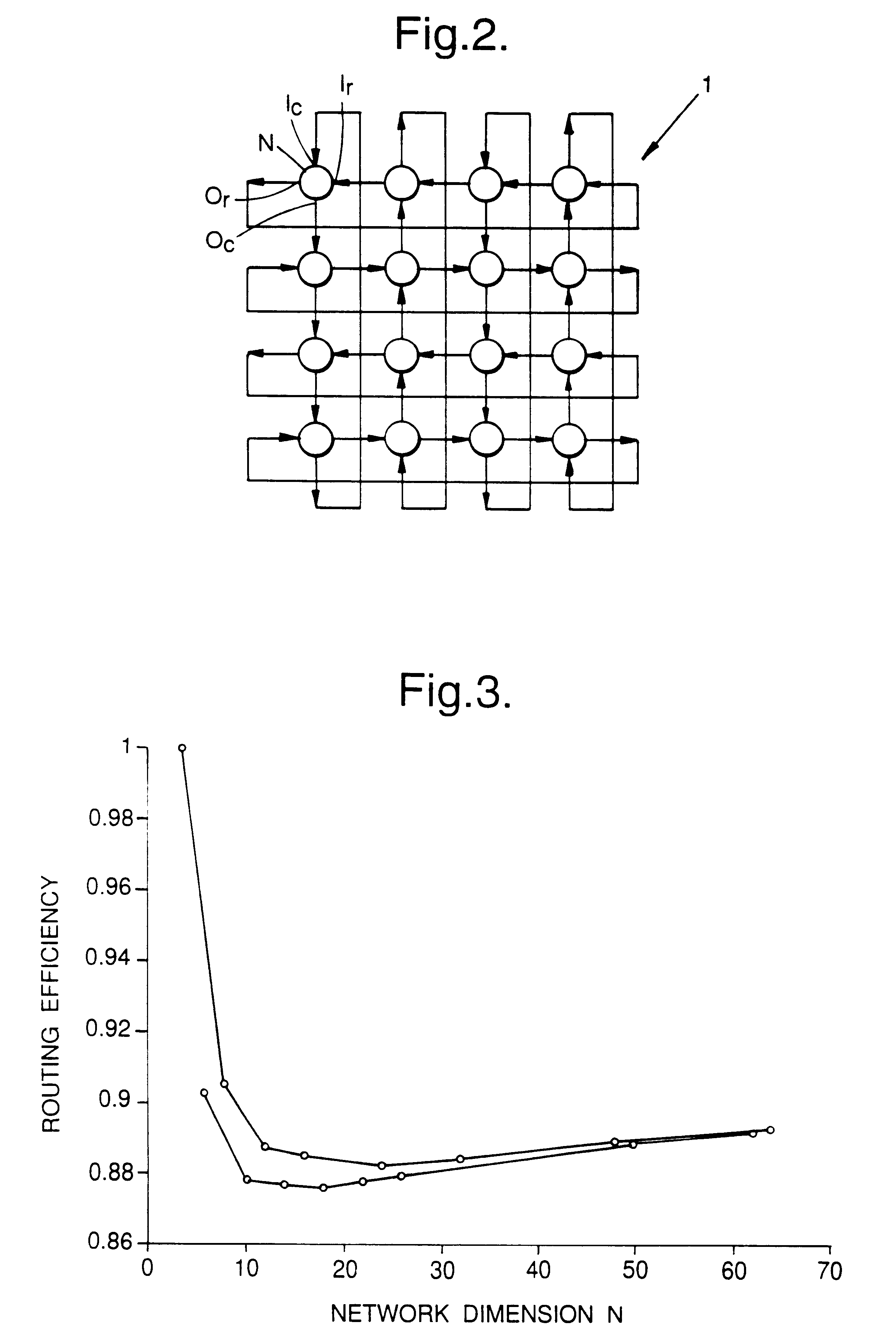 Dead reckoning routing of packet data within a network of nodes having generally regular topology