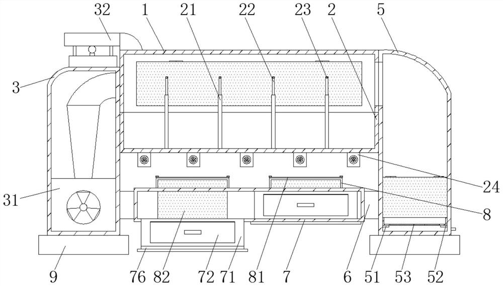 Dust treatment device for ventilating duct of winnowing machine