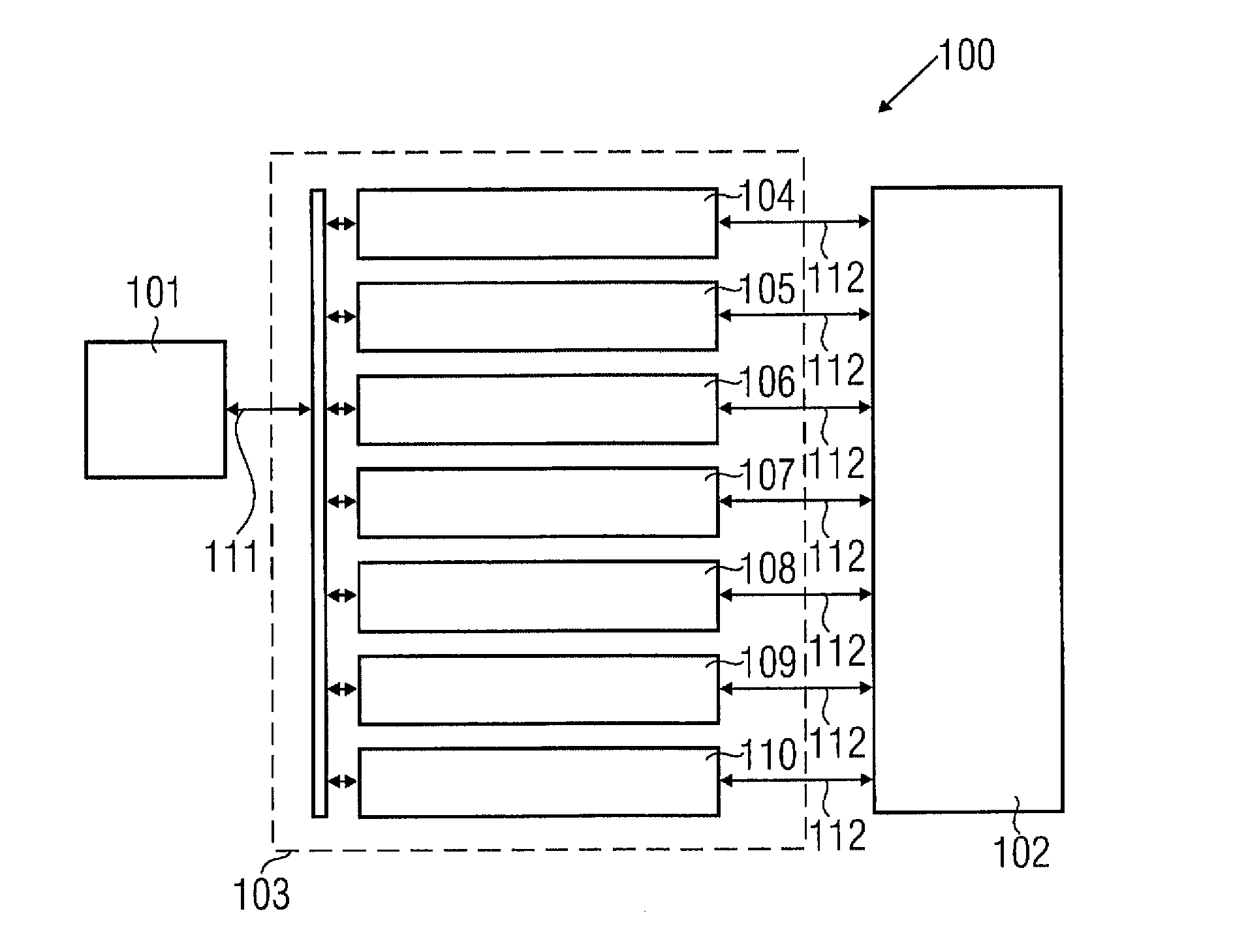 Test module with blocks of universal and specific resources