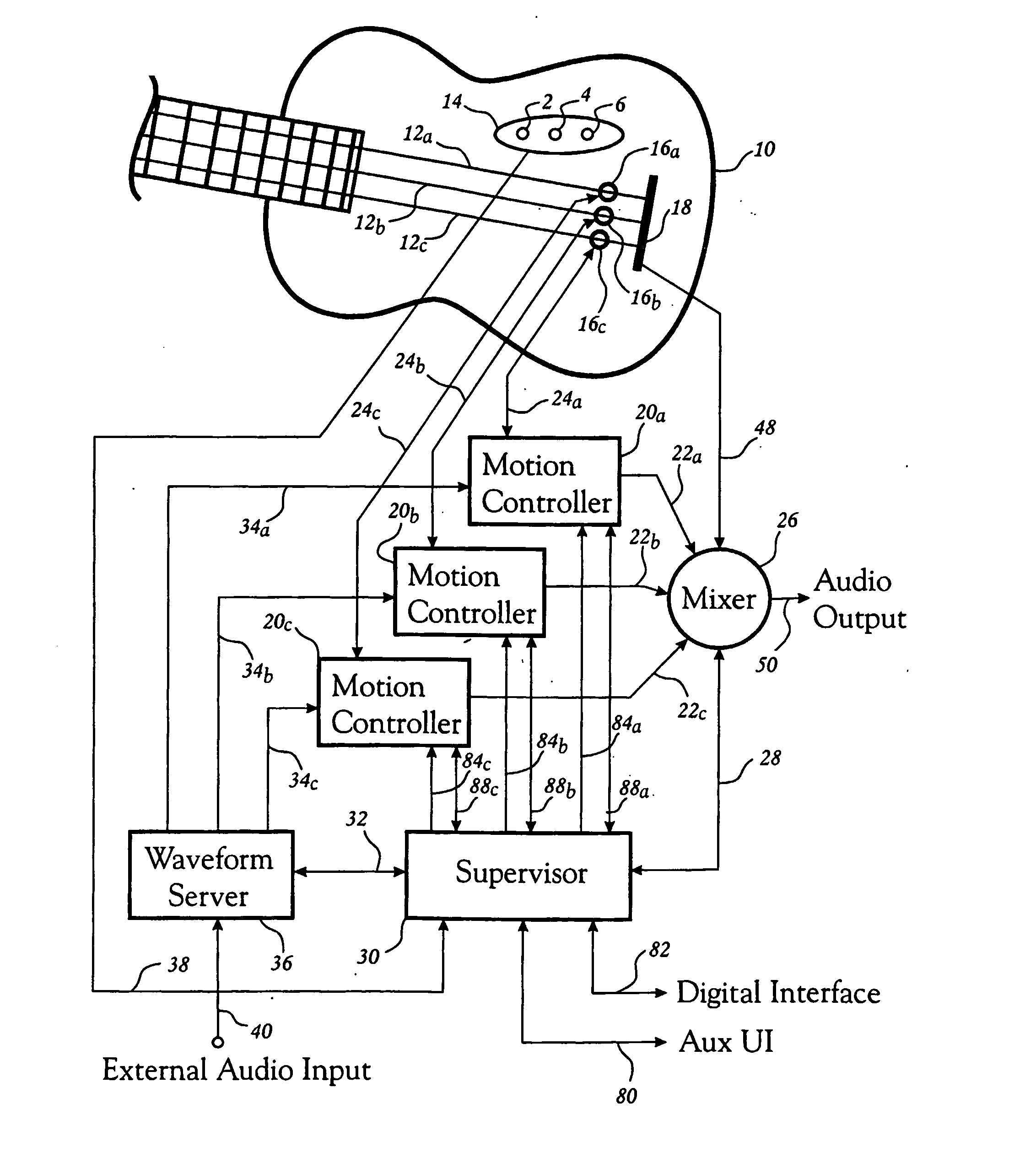 Player technique control system for a stringed instrument and method of playing the instrument