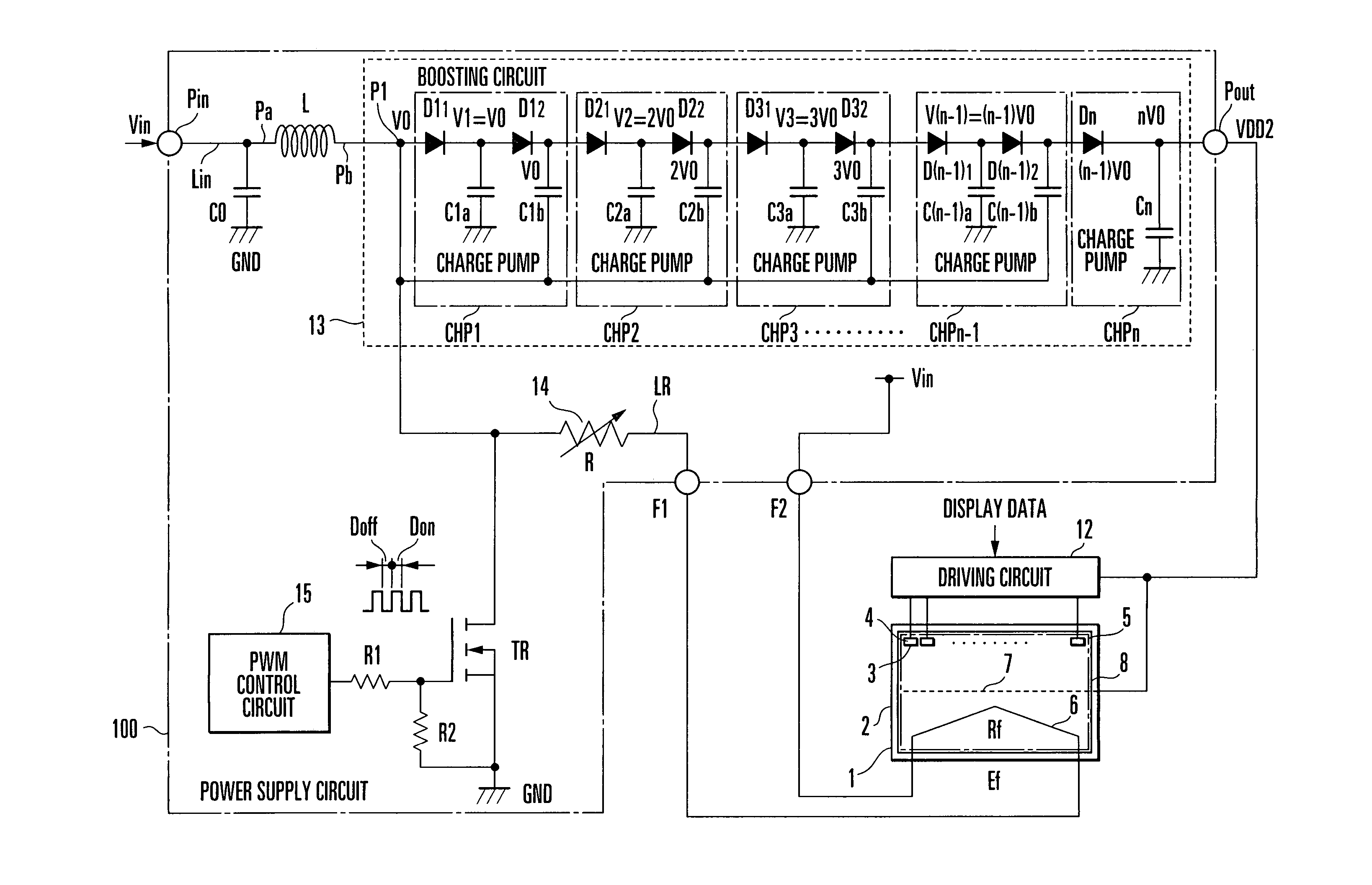 Power supply circuit for vacuum fluorescent display