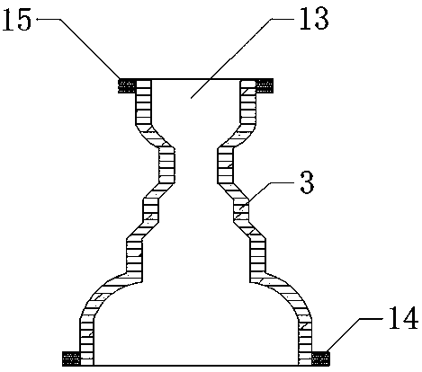 Reducing flexible connector for ship