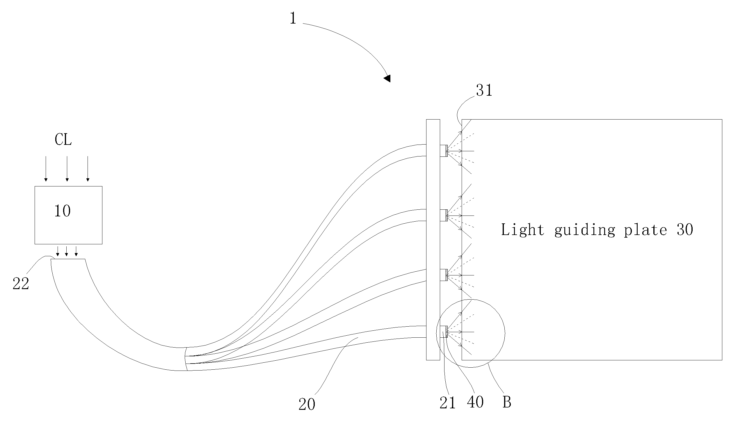 Light guiding system, edge-type backlight module, and liquid display device