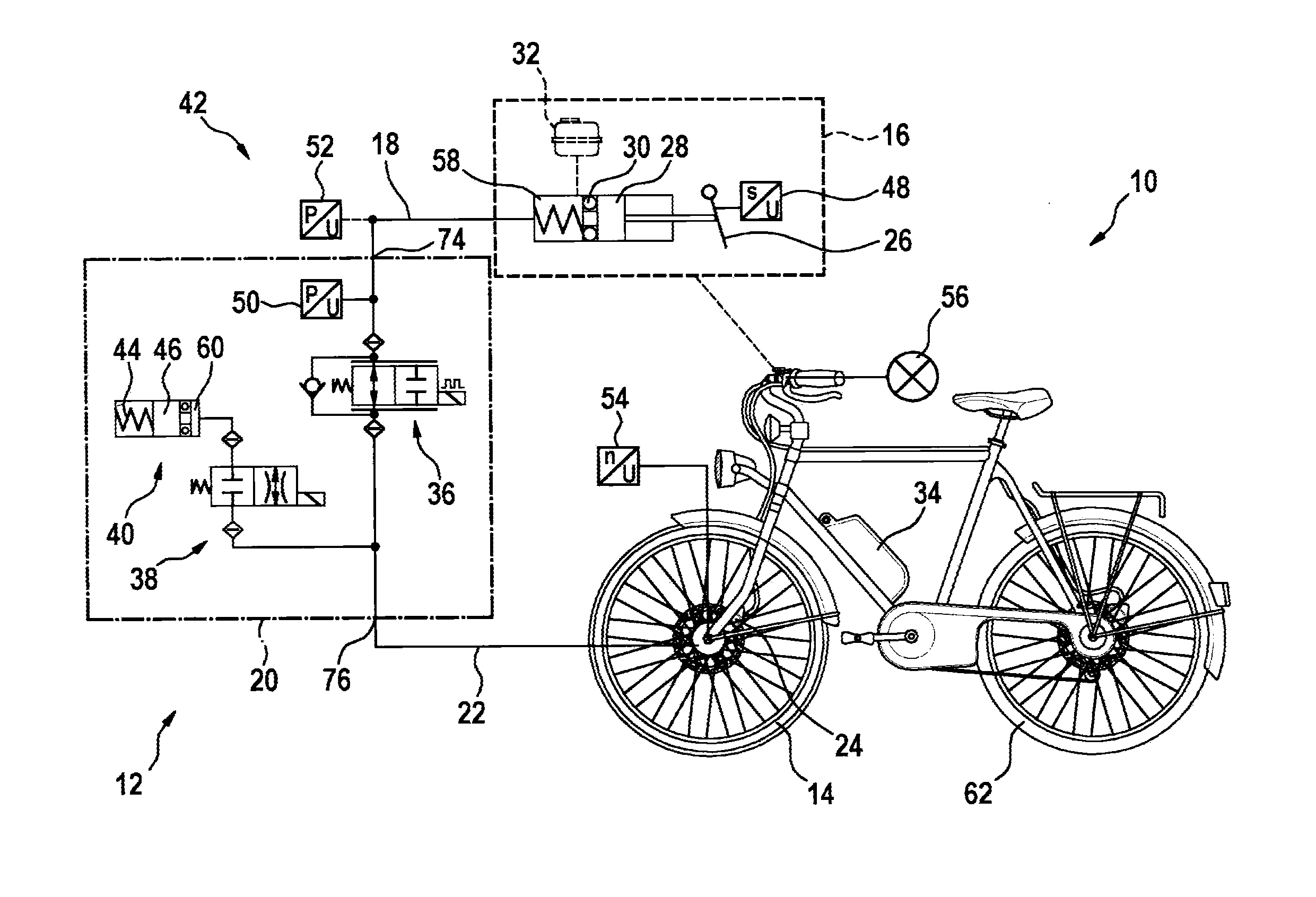 Hydraulic module for an antilock braking system for a two-wheeled vehicle