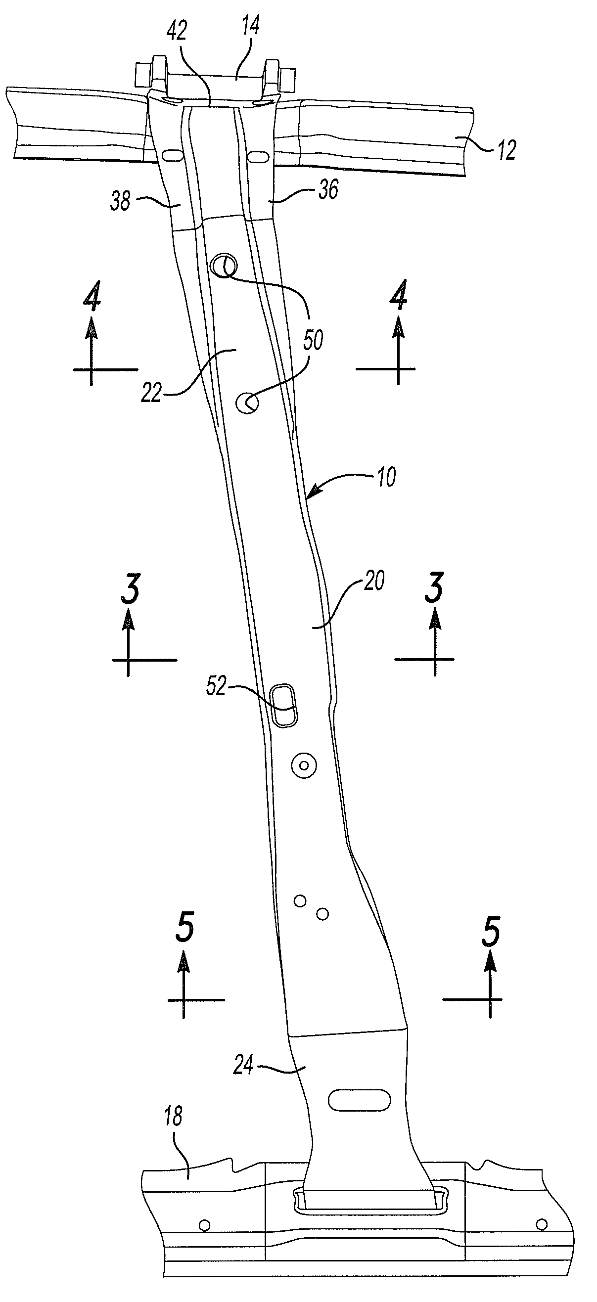 Unitary hydroformed roof support pillar