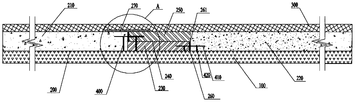 Rigid-flexible composite pavement expansion joint staggered-joint lap structure and preparation method thereof