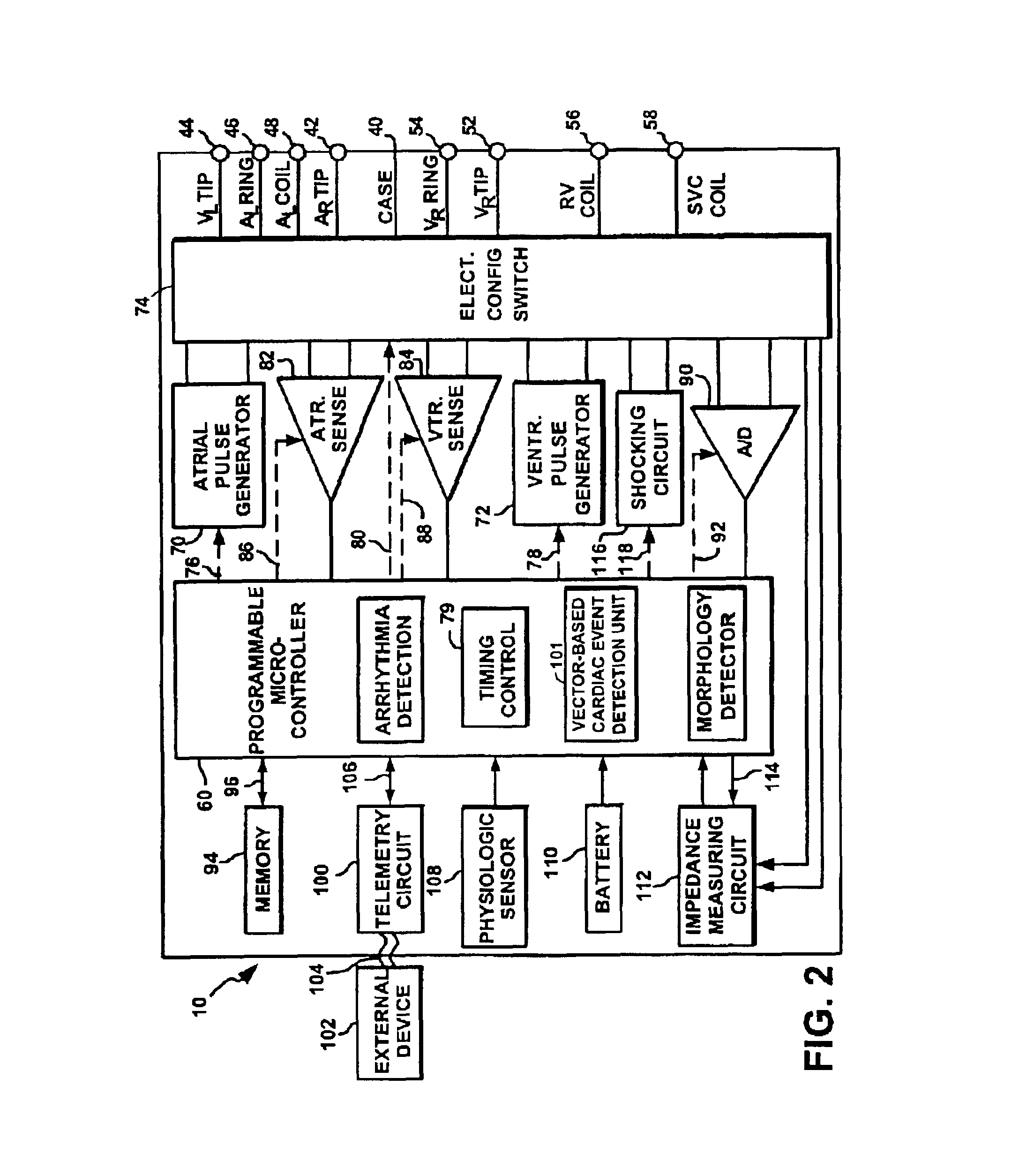 Implantable medical device and method for detecting cardiac events without using of refractory or blanking periods