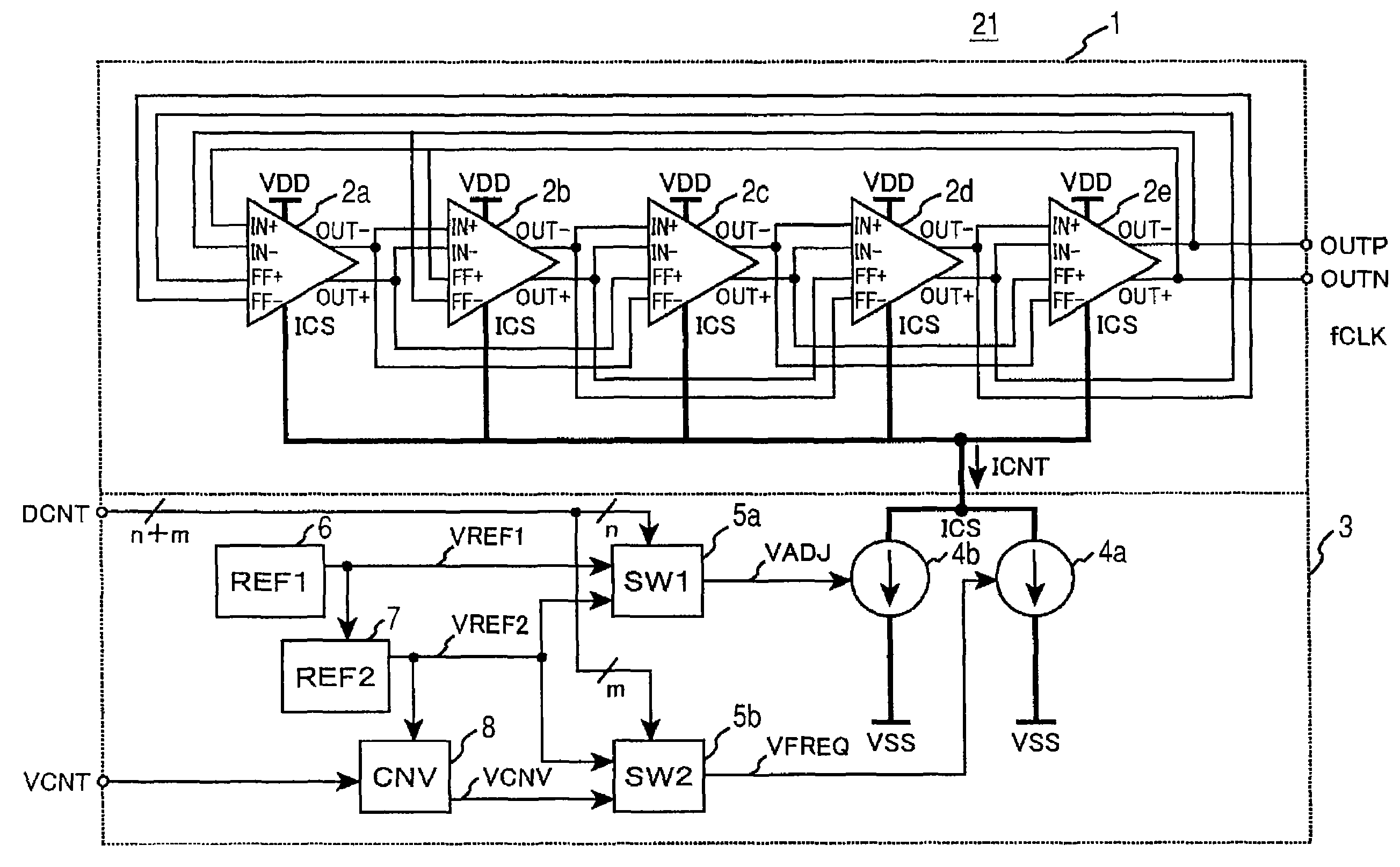 Variable frequency oscillator and communication circuit with it