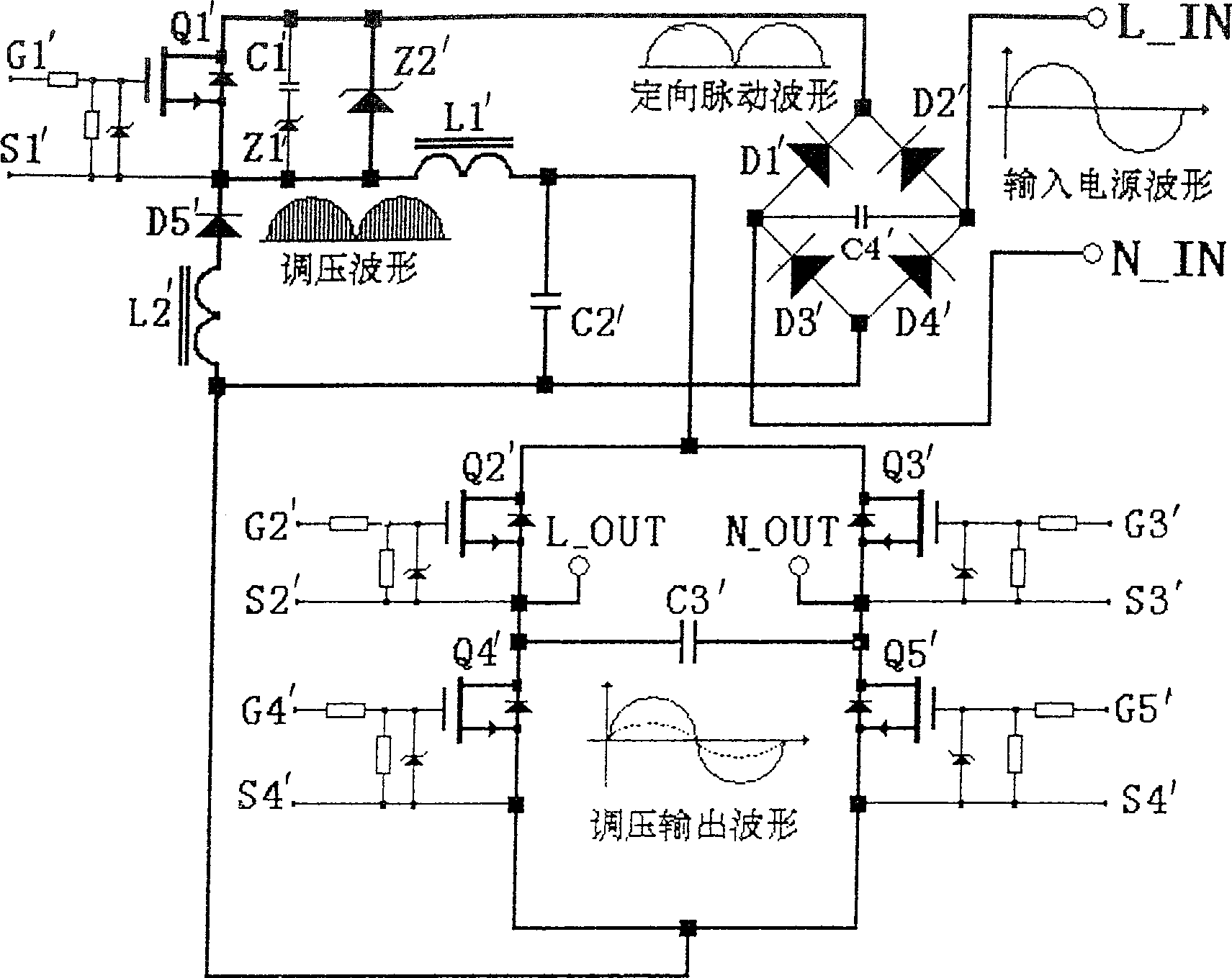 Voltage adjustable drive in AC power source of sine wave