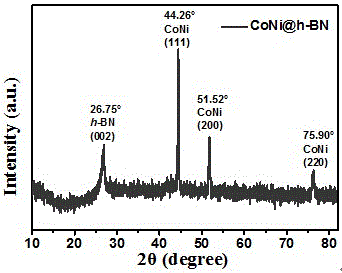 Preparing method for hexagonal boron nitride wrapping cobalt-nickel alloy