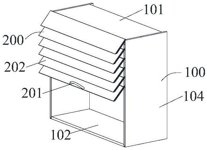 Storage cabinet with lifting type blade door