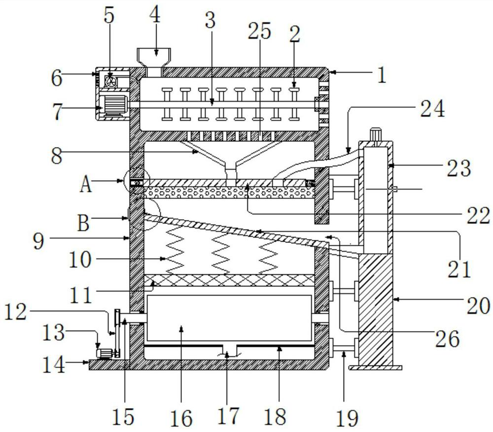 Detachable flour processing device and method facilitating mixed material adding